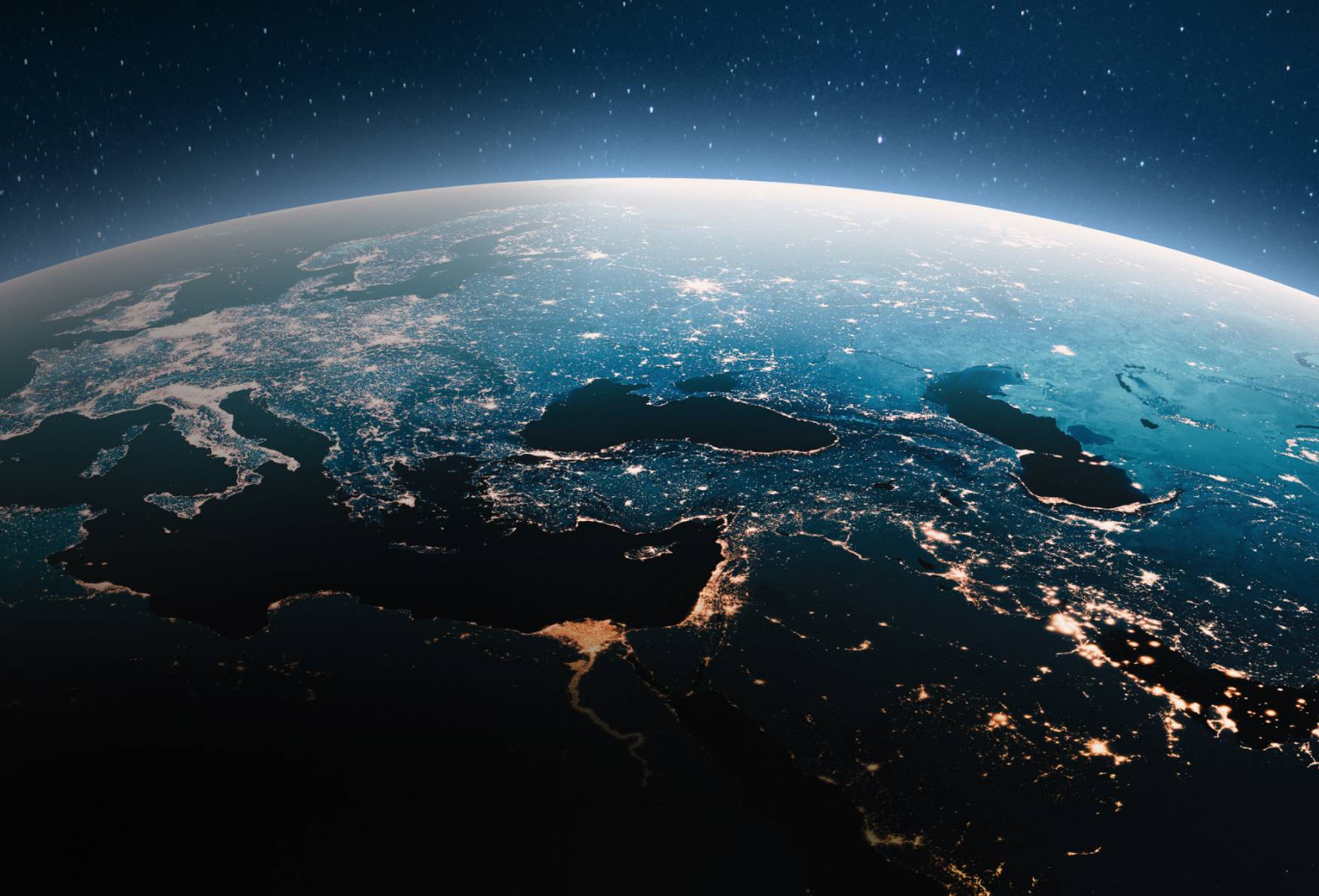 Lit up earth from space
