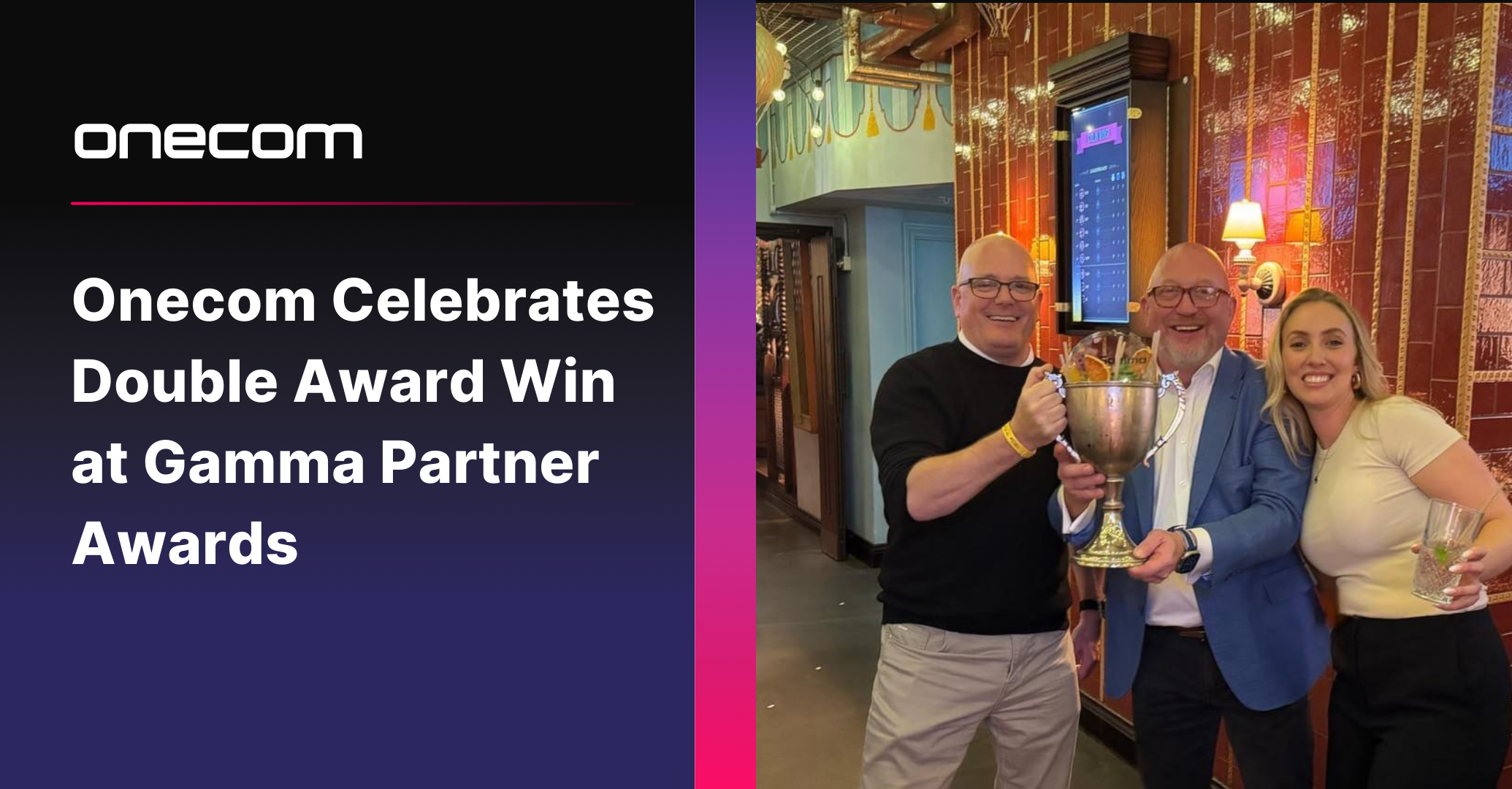 Onecom Celebrates Double Award Win at Gamma Partner Awards