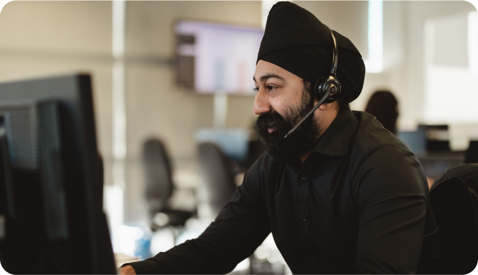 Onecom employee with headset