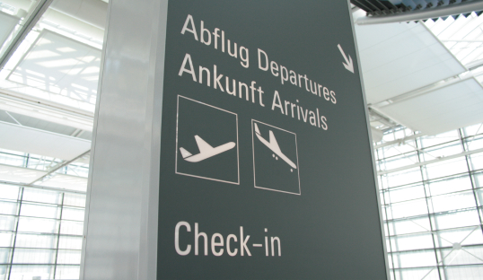 Airport check-in sign